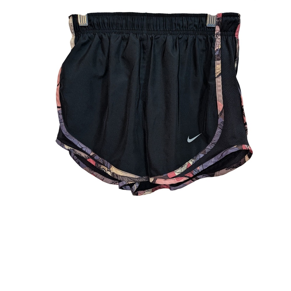 Nike Womens Tempo Running Shorts Black‎ Floral Trim Mesh Panels Small 831558-011